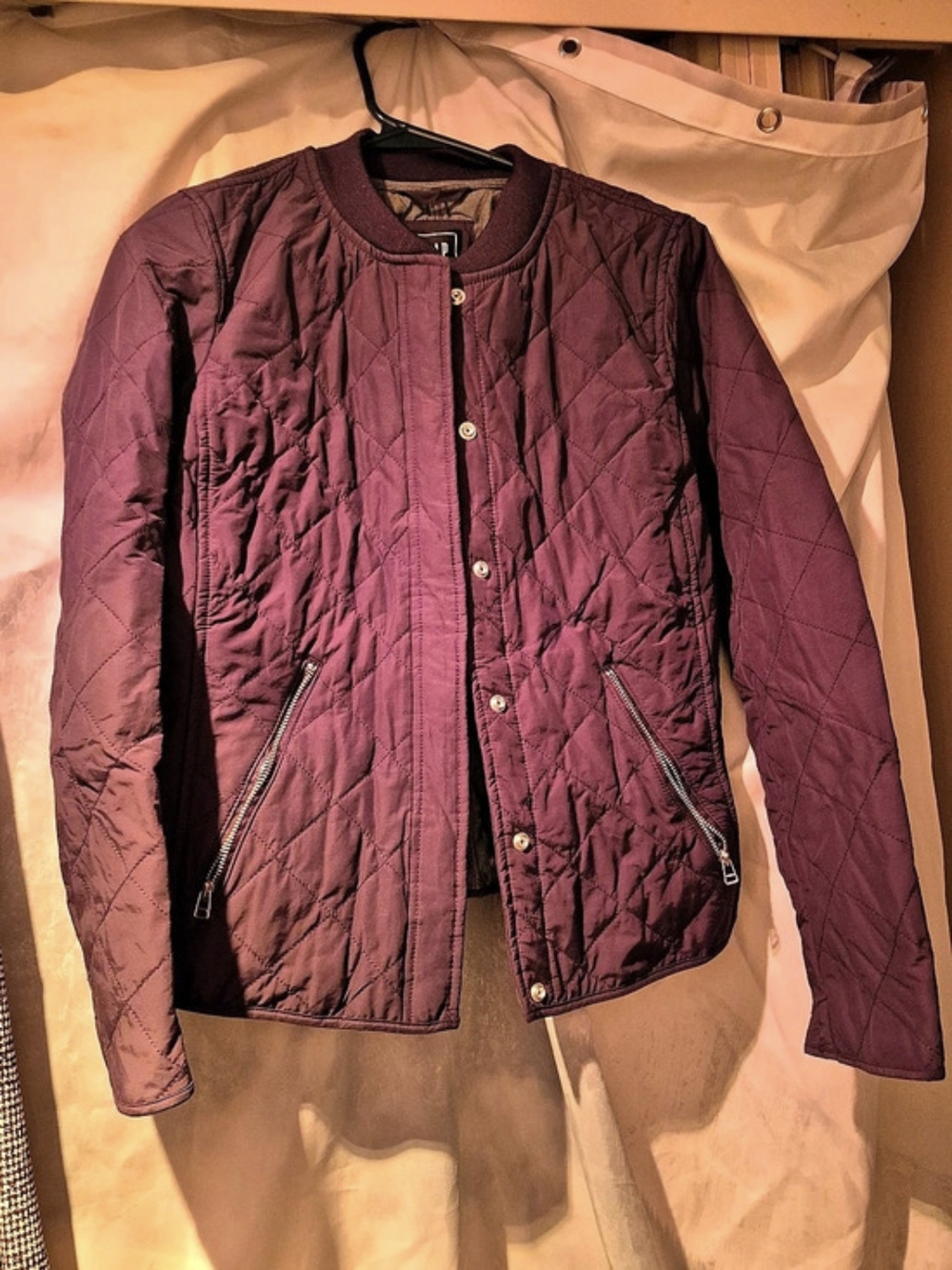 Gap Quilted Bomber Jacket in Purple Size Small